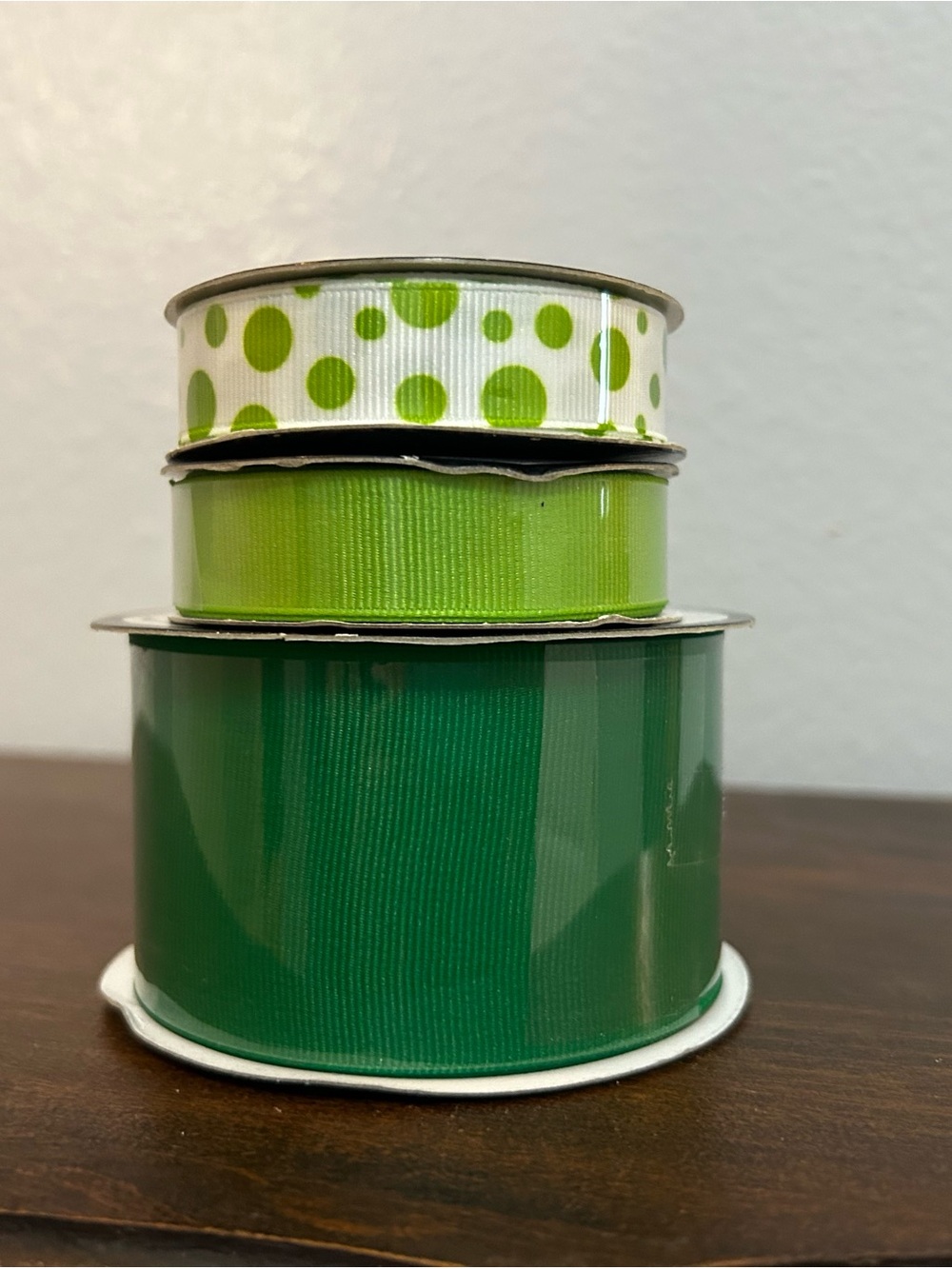 Green Ribbon Trio Pack - Polka Dot, Lime & Forest Green